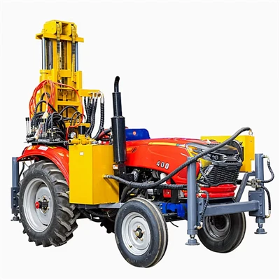 Equipamento pneumático de perfuração de poço de água montado em trator