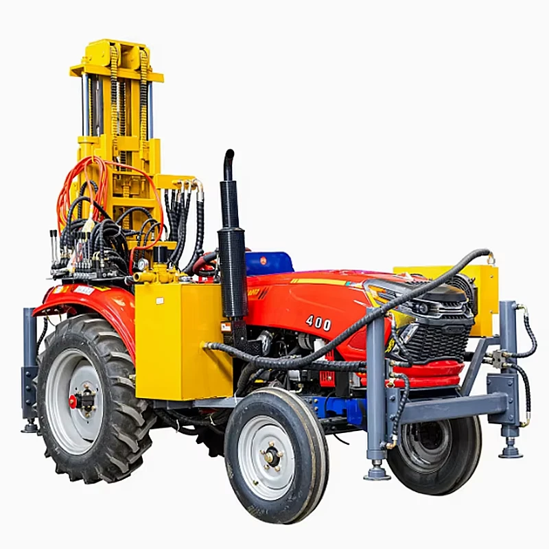 Equipamento pneumático de perfuração de poço de água montado em trator